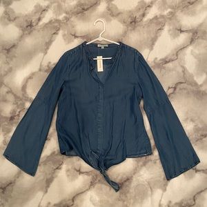 Bell sleeve denim blouse